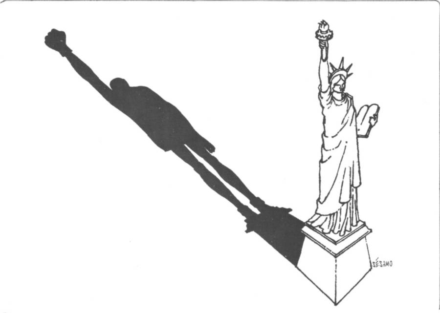 1968 4 novembre L-Enrage Dessin de Sesamo L-Homme aux gants noirs jeux olympiques de Mexico.jpg